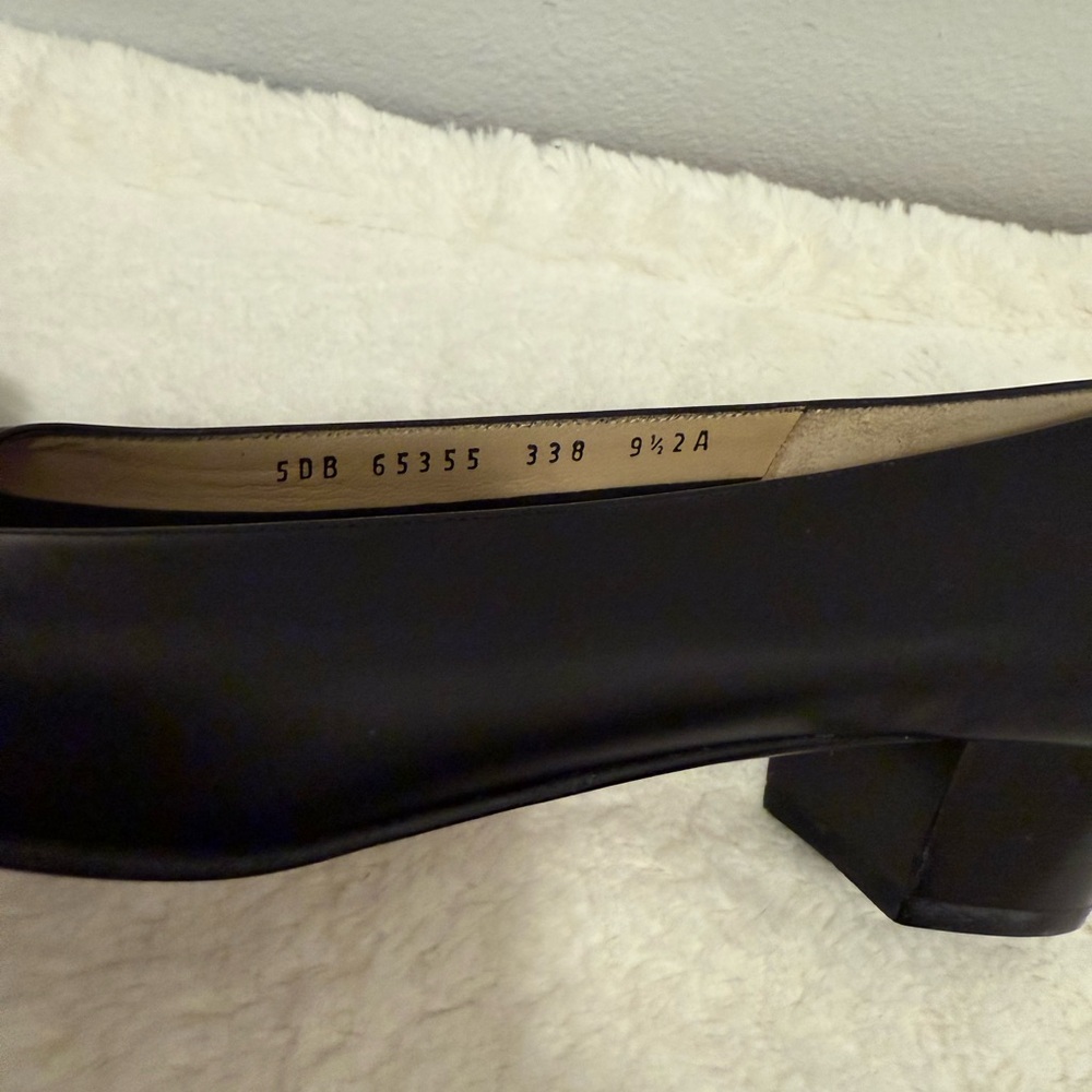 Salvatore Ferragamo Black Low Heel  with Gold Buckle - Picture 6 of 7